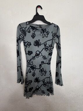 Motel Rocks | Dresses | Motel Rocks Gray And Black Floral Long Sleeve Dress  | Poshmark